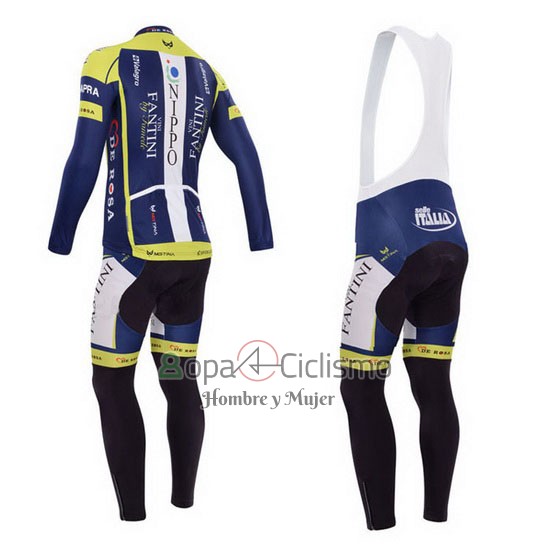 Vini Fantini Ropa Ciclismo Culotte Largo 2014 Hombre Mangas Largas Verde y Azul